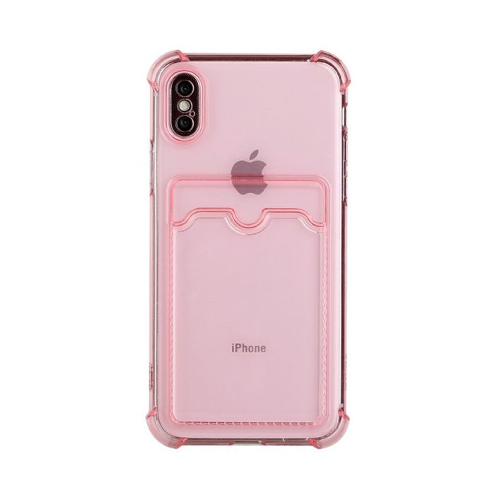 iPhone XS Max Stöttåligt Skal med Korthållare - Rosa- G-SP.se