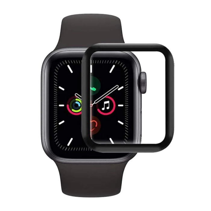 Skärmskydd Apple Watch 5 44mm - 3D Härdat Glas Svart- G-SP.se