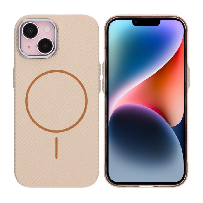iPhone 13/14 Mobilskal Carbonmönstrad - Guld- G-SP.se