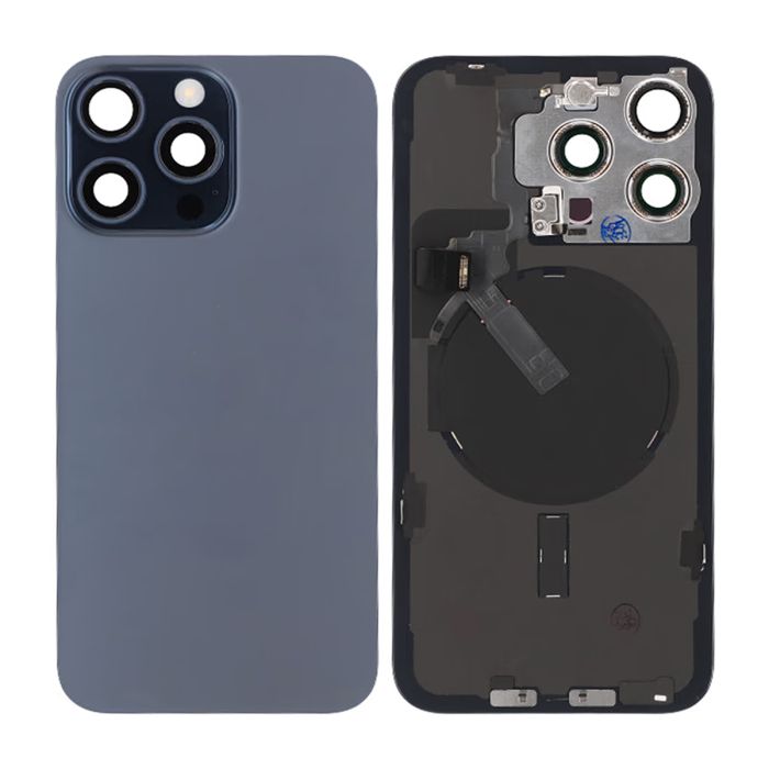 iPhone 15 Pro Max Baksida Glas Komplett OEM - Titanblå- G-SP.se