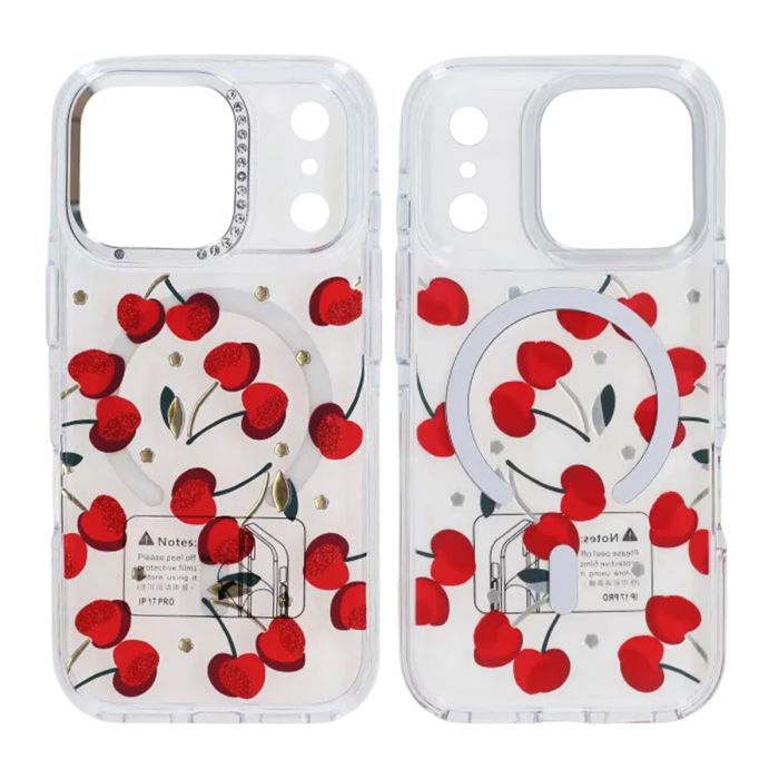 Skal Magsafe till iPhone 17 Pro Max - Transparent med körsbärs- G-SP.se