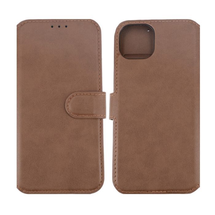 iPhone 15 Plus Plånboksfodral Läder Rvelon - Brun- G-SP.se