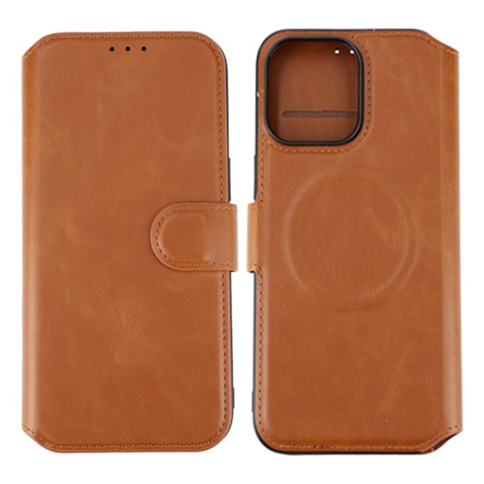 iPhone 15 Pro Max Plånboksfodral med Magsafe Rvelon - Brun- G-SP.se