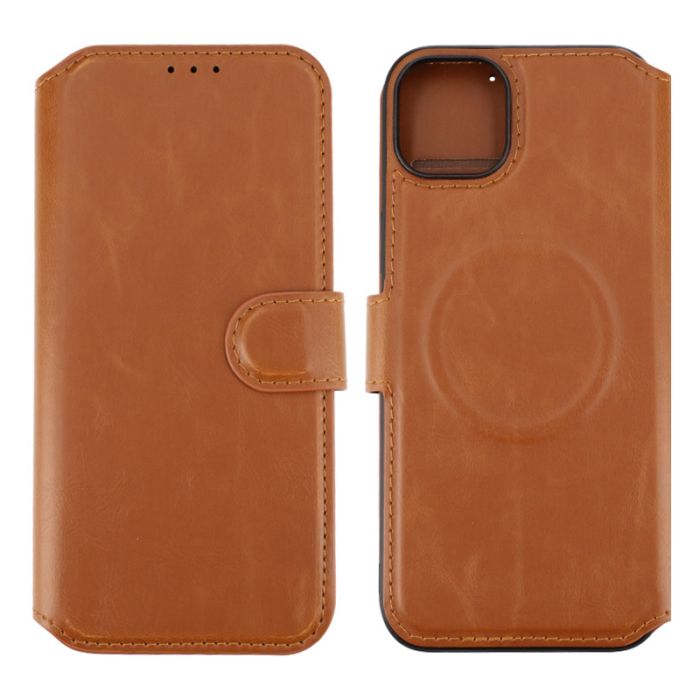 iPhone 15 Plus Plånboksfodral med Magsafe Rvelon - Brun- G-SP.se
