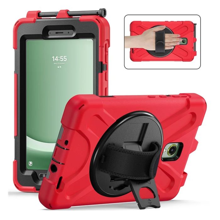 Fodral med Handrem och Ställ för Galaxy Tab Active3 - Röd- G-SP.se