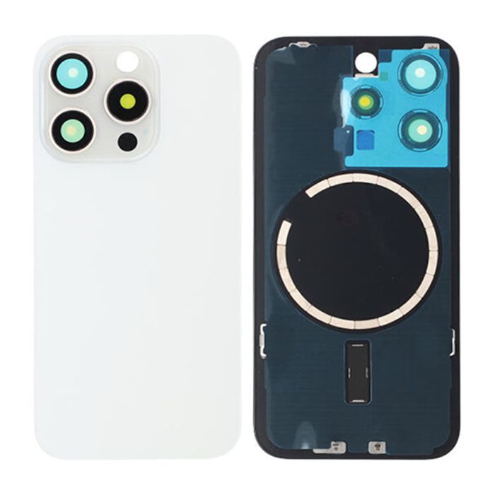 iPhone 15 Pro Baksida Glas med Magsafe Magnet - Vit- G-SP.se