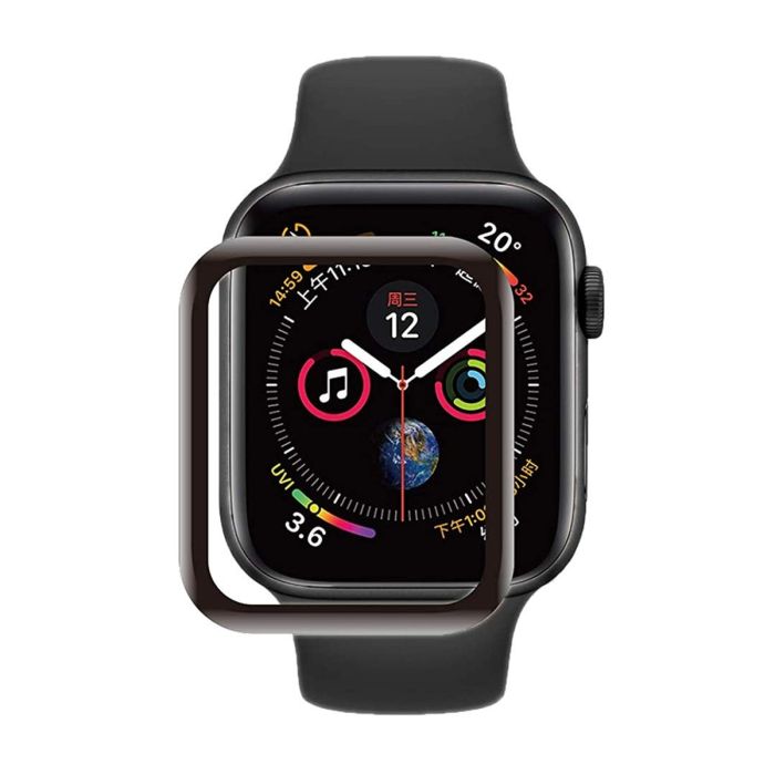 Skärmskydd Apple Watch SE 44mm Heltäckande Härdat Glas - Svart- G-SP.se