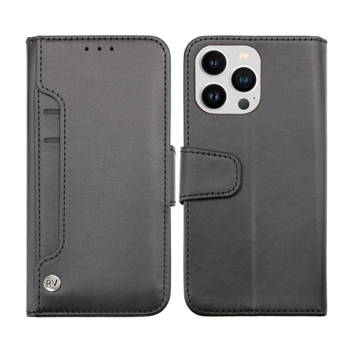 iPhone 14 Pro Max Plånboksfodral Extra Kortfack Rvelon - Svart- G-SP.se