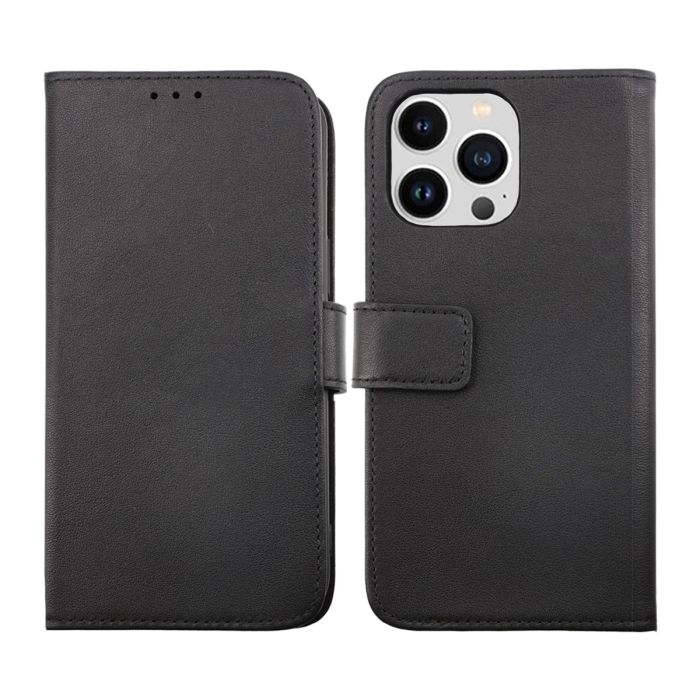 iPhone 14 Pro Max Plånboksfodral Läder Rvelon - Svart- G-SP.se