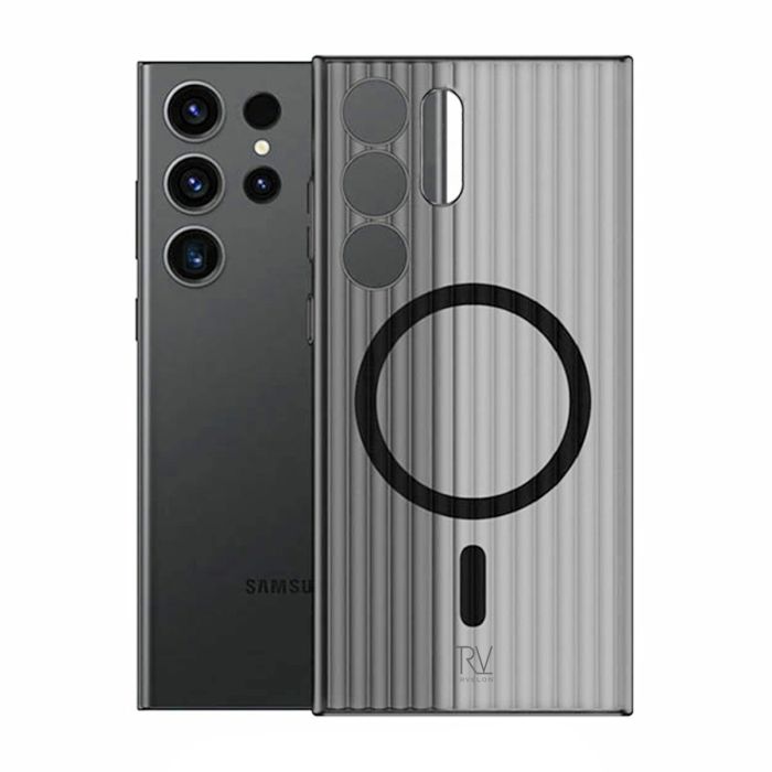 Samsung Galaxy S24 Ultra Mobilskal Korrugerad med Magnet Rvelon - Grå- G-SP.se