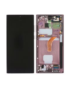 Samsung Galaxy S22 Ultra (S908B) Skärm med LCD Display Original - Burgundy- G-SP.se