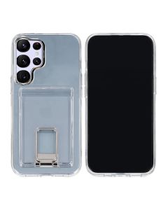 Samsung Galaxy S23 Ultra Mobilskal med Korthållare och Stativ Rvelon  - Transparent