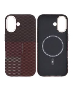 Mobilskal Aramidfiber för iPhone 17 - Röd med rutnät