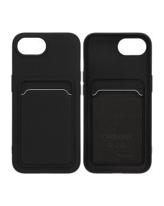 iPhone 16e Mobilskal Silikon med Korthållare - Svart