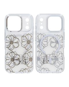 Mobilskal Magsafe till iPhone 17 Pro - Transparent med blommor
