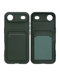 Mobilskal Silikon med Korthållare för iPhone Air - Militärgrön