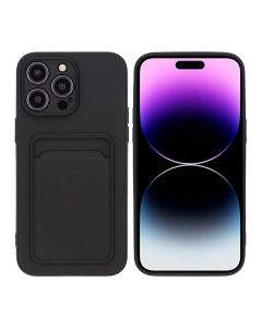 iPhone 14 Pro Max Silikonskal med Korthållare - Svart- G-SP.se
