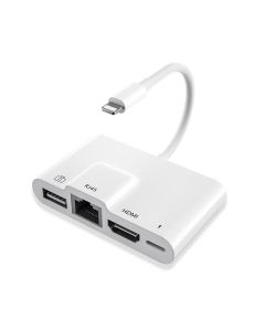 Lightning till HDMI, RJ4510/100Mbps, USB A 3.1 och Lightning laddningsport
