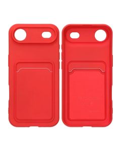 Mobilskal Silikon med Korthållare för iPhone Air - Röd
