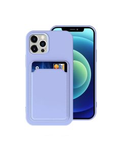 iPhone 14 Pro Max Silikonskal med Korthållare - Lila- G-SP.se