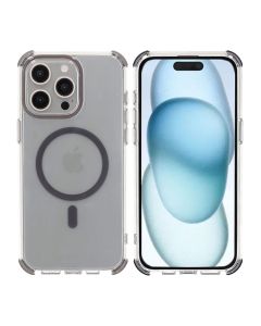 iPhone 15 Pro Max Rvelon Mobilskal Magnet med Kantskydd - Grå