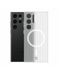 Samsung Galaxy S24 Ultra Mobilskal Korrugerad med Magnet Rvelon - Vit