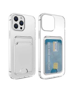 iPhone 15 Pro Max Stöttåligt Skal med Korthållare - Transparent- G-SP.se