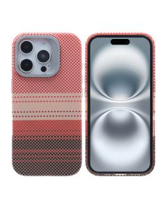 iPhone 16 Pro Skal med Magsafe och Utfällbart Stativ - Randig Orange