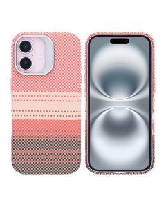 iPhone 16 Skal med Magsafe och Utfällbart Stativ - Randig Orange