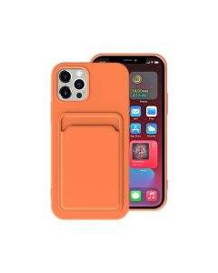 iPhone 13 Pro Silikonskal med Korthållare - Orange- G-SP.se
