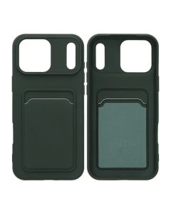 Mobilskal Silikon med Korthållare för iPhone 17 Pro Max - Militärgrön