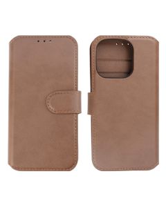 iPhone 15 Pro Plånboksfodral Läder Rvelon - Brun- G-SP.se
