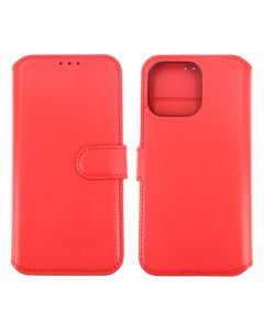 iPhone 15 Pro Max Plånboksfodral Läder Rvelon - Röd- G-SP.se
