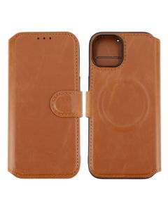 iPhone 15 Plånboksfodral med Magsafe Rvelon - Brun- G-SP.se