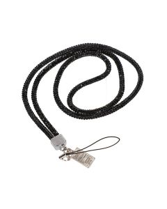 Mobilhalsband Snöre - Svart glitter