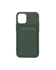 iPhone 13 Mini Silikonskal med Korthållare - Militärgrön- G-SP.se