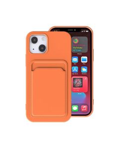 iPhone 13 Silikonskal med Korthållare - Orange- G-SP.se