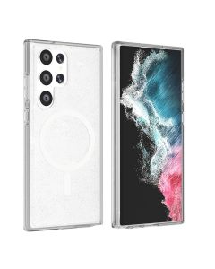 Samsung Galaxy S23 Ultra Mobilskal Stöttåligt med Glitter - Transparent