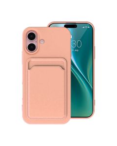 Mobilskal iPhone 16 Silikon med Korthållare - Rosa