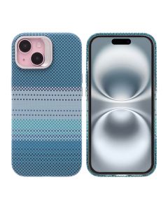 iPhone 15 Skal med Magsafe och Utfällbart Stativ - Randig Grön