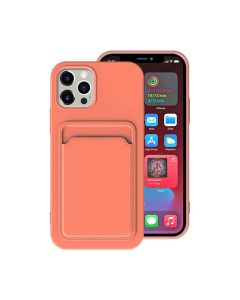 iPhone 14 Pro Max Silikonskal med Korthållare - Orange- G-SP.se