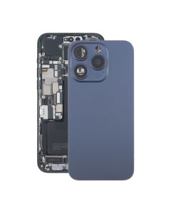 iPhone 15 Pro Baksida Glas med Magnet och Kameralins - Blå Titan