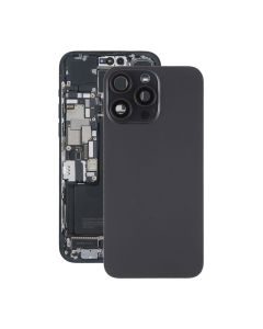 iPhone 15 Pro Max Baksida Glas med Magnet och Kameralins - Svart Titan