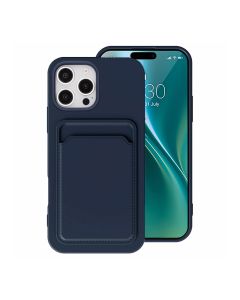 iPhone 16 Pro Max Mobilskal Silikon med Korthållare - Blå