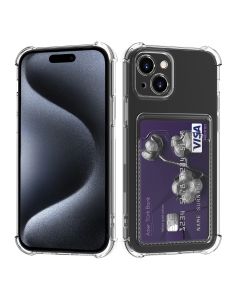 iPhone 15 Stöttåligt Skal med Korthållare - Transparent- G-SP.se