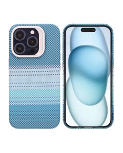 iPhone 15 Pro Skal med Magsafe och Utfällbart Stativ - Randig Grön