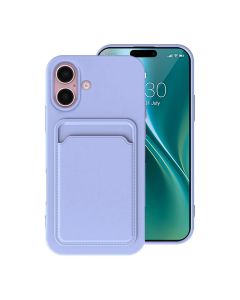 iPhone 16 Plus Mobilskal Silikon med Korthållare - Lila