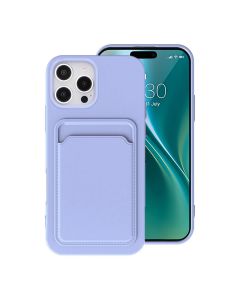 iPhone 16 Pro Max Mobilskal Silikon med Korthållare - Lila