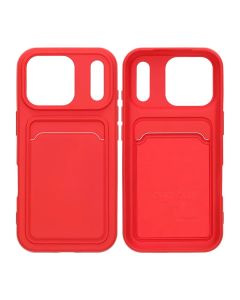 Mobilskal Silikon med Korthållare för iPhone 17 Pro - Röd