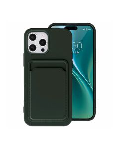 iPhone 16 Pro Max Mobilskal Silikon med Korthållare - Militärgrön